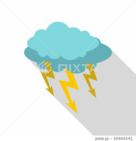 Storm cloud lightning bolt icon, flat style Storm cloud lightning bolt icon, flat style 30469342