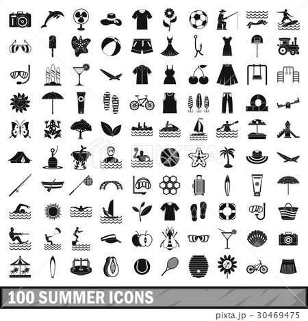 100 summer icons set in simple style 30469475