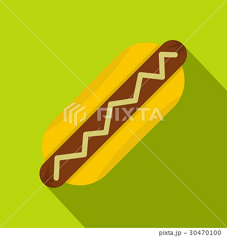 Hot dog with mustard icon, flat style Hot dog with mustard icon, flat style 30470100