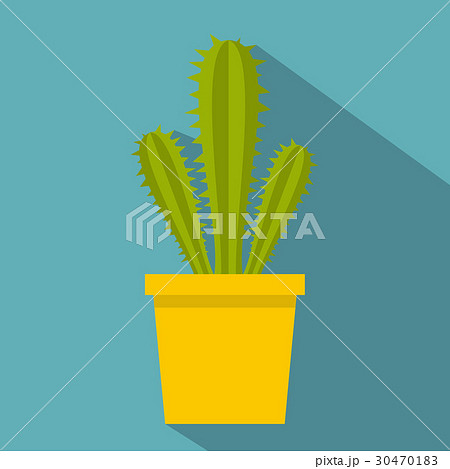 Potted cactus icon, flat style 30470183