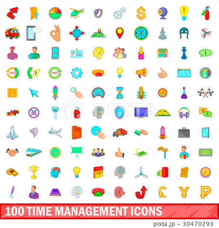 100 time management icons set, cartoon style 100 time management icons set, cartoon style 30470293