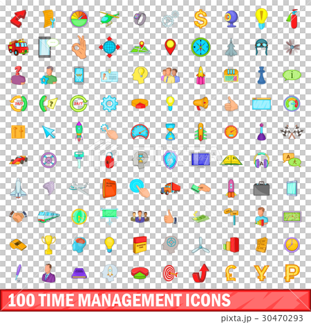 100 time management icons set, cartoon style 100 time management icons set, cartoon style 30470293
