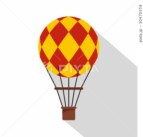 Yellow and red hot air balloon icon, flat style 30470359