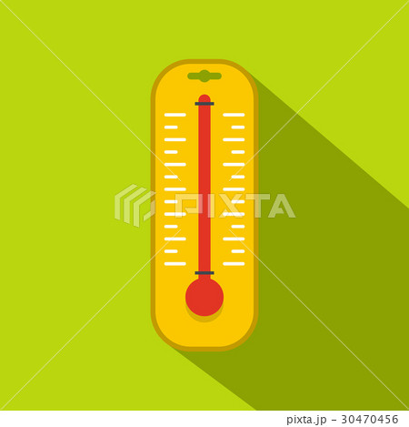 Yellow thermometer icon, flat style Yellow thermometer icon, flat style 30470456