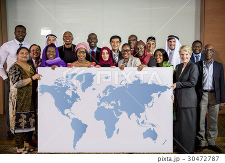Diverse People Show World Map Board Placard Diverse People Show World Map Board Placard 30472787