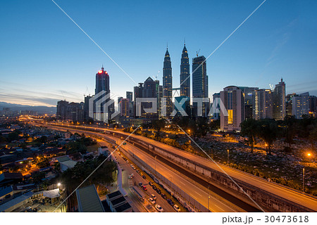 Kuala Lumpur skyline and skyscraper at night 30473618