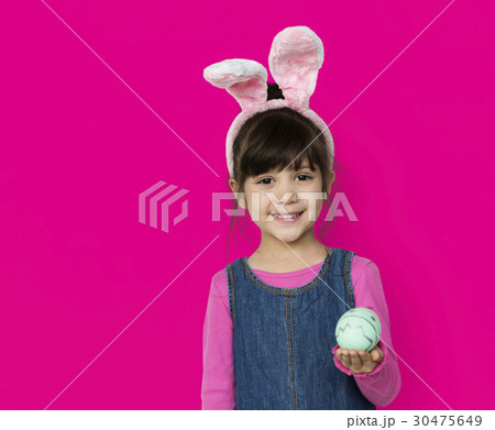 Girl Smiling Easter Holiday Concept Girl Smiling Easter Holiday Concept 30475649