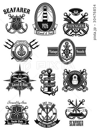 Nautical Seafarer Voyager Vintage Vessels Emblems Stock Vector (Royalty  Free) 302934329