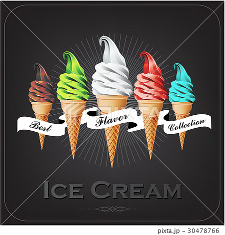 Colorful soft Ice cream cone, vintage style 30478766