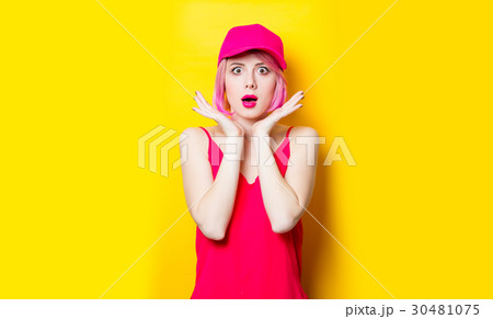 surprised young woman in cap surprised young woman in cap 30481075
