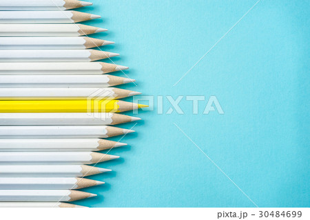 Top view of color pencil on blue paper 30484699