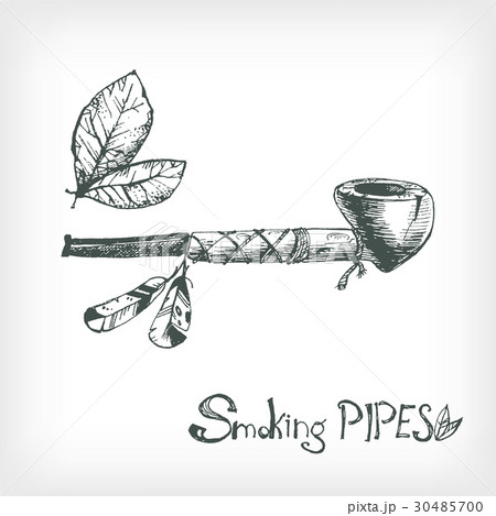 Hand drawn vector smoking indian pipe, sketchy 30485700