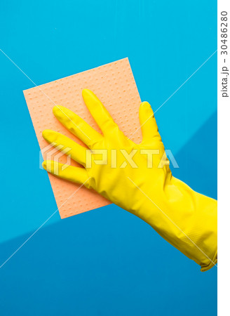 Person wipes window with rag Person wipes window with rag 30486280