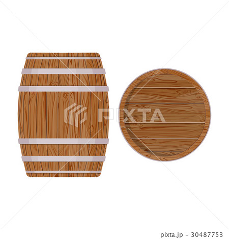 Wooden barrel with iron rings. Isolated on white Wooden barrel with iron rings. Isolated on white 30487753