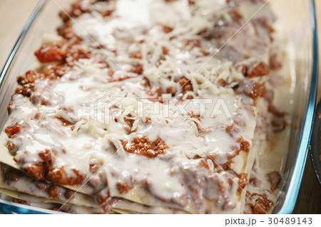 preparing lasagna process on home kitchen for preparing lasagna process on home kitchen for 30489143