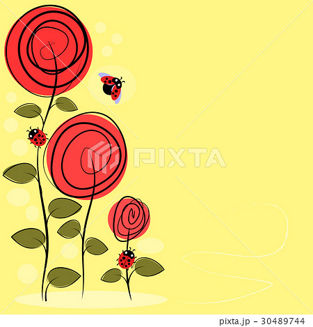 vector drawing with flowers and insects 30489744