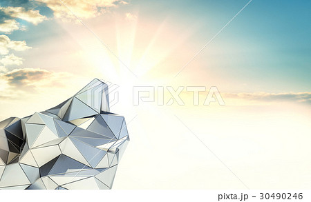 Metal modern building on sky background 30490246