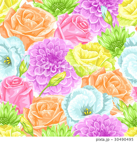 Seamless pattern with decorative delicate flowers 30490495