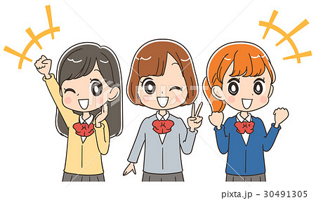 元気な女子高生のイラストのイラスト素材