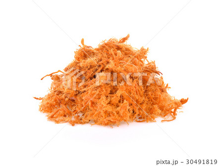Dried shredded pork on white background 30491819