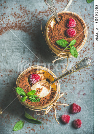 Homemade Italian dessert Tiramisu in glasses with 30491968