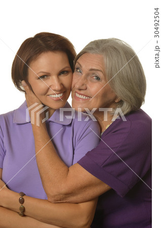 Beautiful elderly mother with an adult daughter 30492504