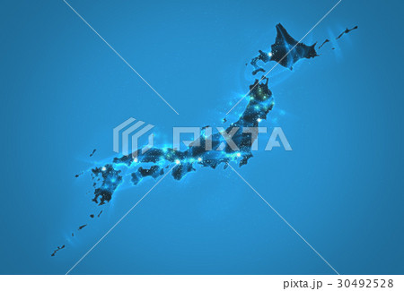 日本地図パワーエネルギー青 30492528