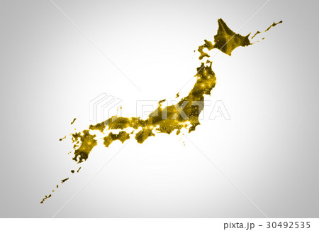 日本地図パワーエネルギー黄色 30492535