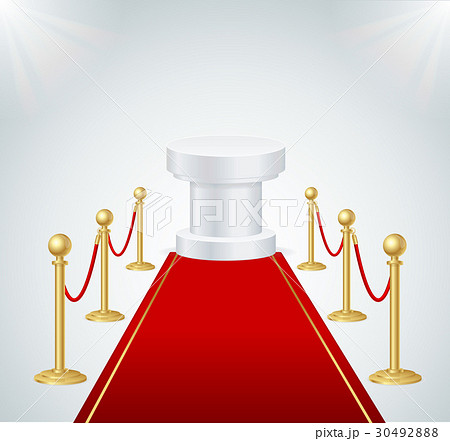 Red Event Carpet, Round Podium and Gold Rope 30492888