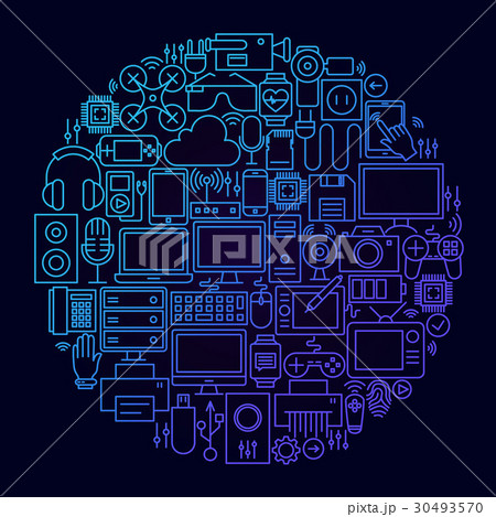 Gadget Line Icon Concept Circle 30493570