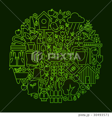 Garden Line Icon Circle Concept 30493571