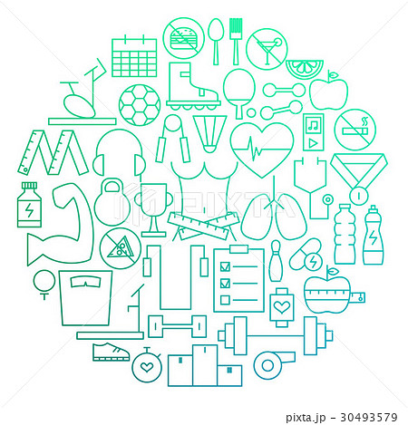 Fitness Line Icon Circle Design Fitness Line Icon Circle Design 30493579
