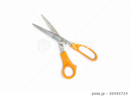 Yellow Scissors on white background 30493724