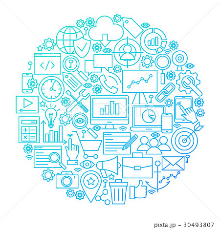 SEO Line Icon Circle Design 30493807