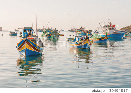 Mediterranean traditional colorful boats luzzu.  30494817