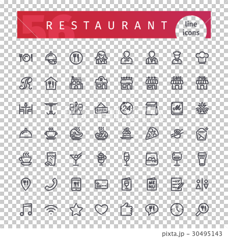 Restaurant Line Icons Set 30495143