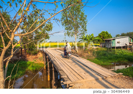 wooden bridge across canal wooden bridge across canal 30496449