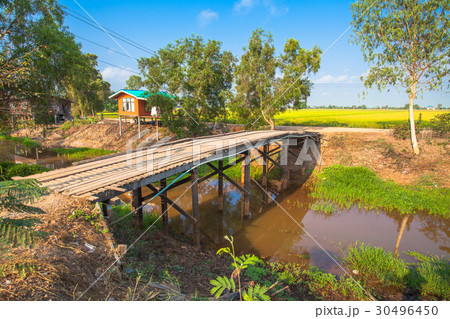 wooden bridge across canal wooden bridge across canal 30496450