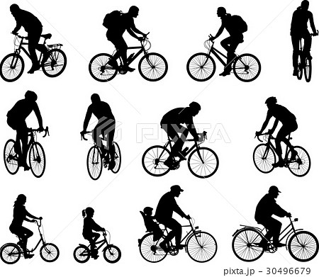 bicyclists silhouettes collection 30496679