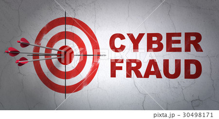 Protection concept: target and Cyber Fraud on wall 30498171