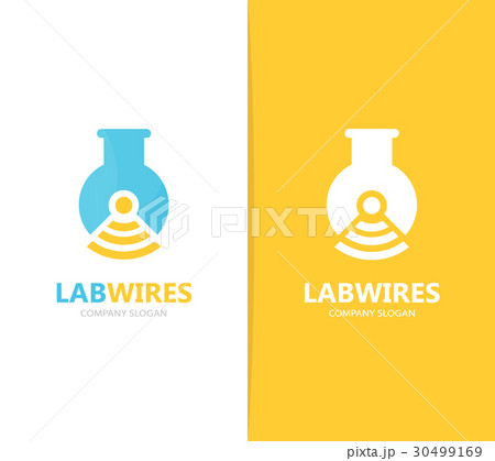 Vector of flask and wifi logo combination 30499169