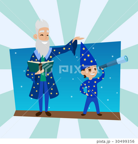 Astronomer grandfather with little boy vision Astronomer grandfather with little boy vision 30499356