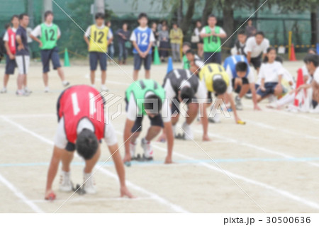 運動会 リレーの写真素材