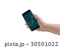 Male hand holding cell phone on white background 30501022