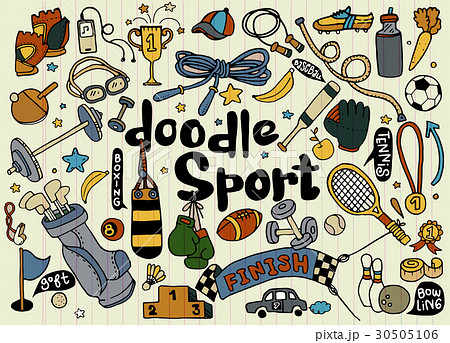 Hand drawn vector set of fitness and sport sign 30505106