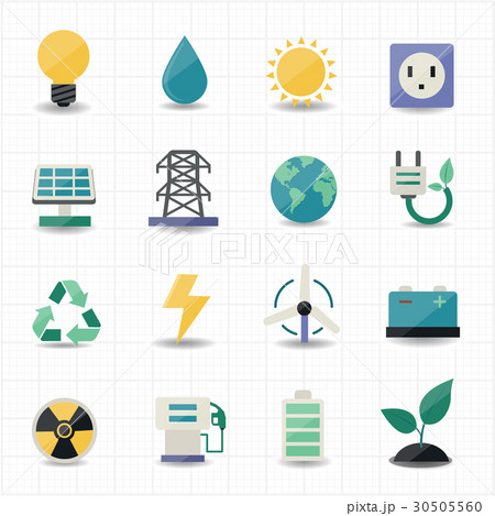 Power energy icons white background 30505560