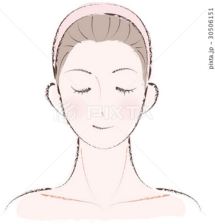 女性の顔のイラスト 鎖骨まで のイラスト素材