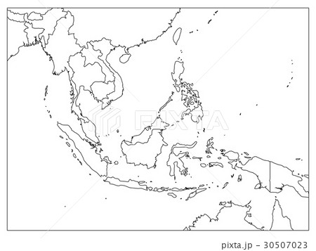 South East Asia political map. Black outline on South East Asia political map. Black outline on 30507023