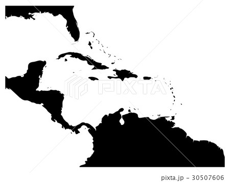 Map of Caribbean region and Central America. Black 30507606