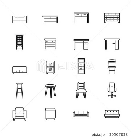 Furniture Office and Home Accessories Icons Line Furniture Office and Home Accessories Icons Line 30507838